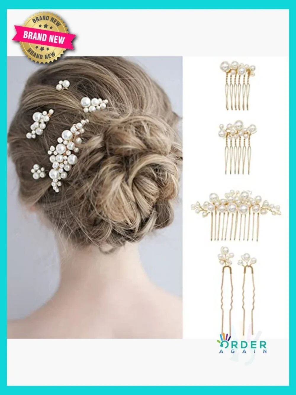 Pearl Hair Combs and Pins Set Elegant Bridal Prom Hair Accessories Handmade